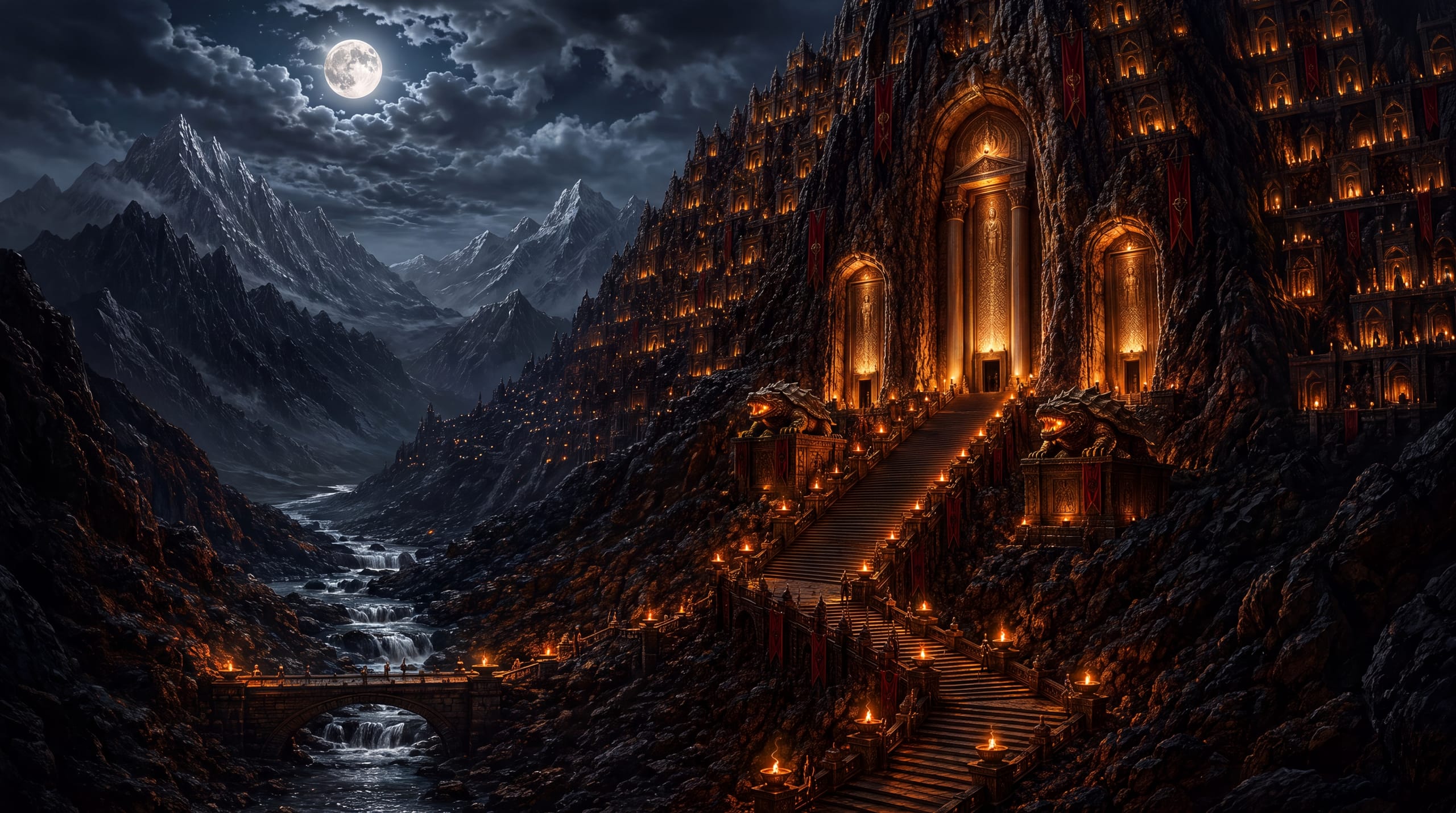 Terranok — a mountain carved into a candle-lit fortress